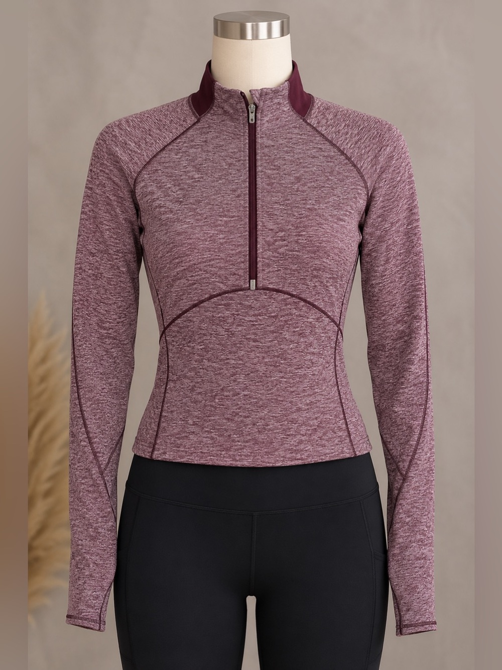Lululemon Always Alert 1/2 Zip Pullover Heathered Garnet Running Top Sz 2